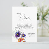 Waterverf Levendige Oranje en Paarse Wildbloemen Informatiekaartje (Staand voorkant)