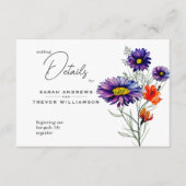 Waterverf Levendige Oranje en Paarse Wildbloemen Informatiekaartje (Voorkant)