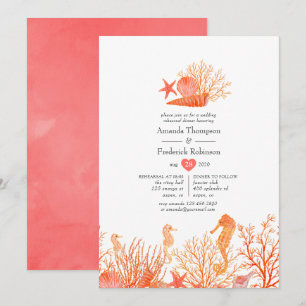 Waterverf Levenkoraalrivierrepetitie Dinner Kaart