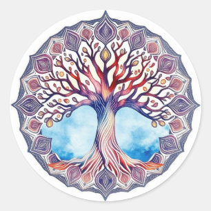 Waterverf levensloop ronde sticker