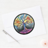 Waterverf levensloop ronde sticker (Envelop)