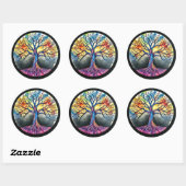Waterverf levensloop ronde sticker (Vel)