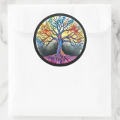 Waterverf levensloop ronde sticker (Tas)