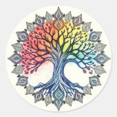 Waterverf levensloop ronde sticker (Voorkant)