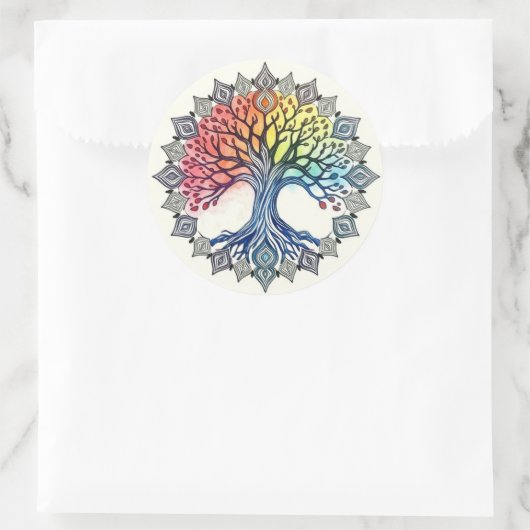 Waterverf levensloop ronde sticker (Tas)