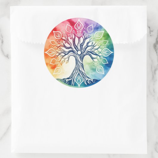 Waterverf levensloop ronde sticker (Tas)