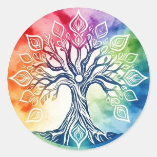 Waterverf levensloop ronde sticker