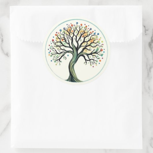 Waterverf levensloop ronde sticker (Tas)