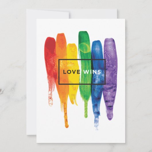 Waterverf LGBT Love Wins Rainbow Paint Typografi Kaart (Voorkant)