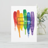 Waterverf LGBT Love Wins Rainbow Paint Typografi Kaart (Staand voorkant)