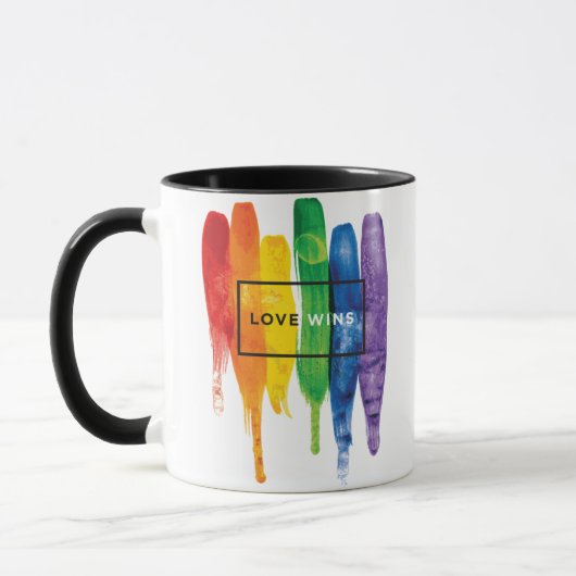 Waterverf LGBT Love Wins Rainbow Paint Typografi Mok (Links)