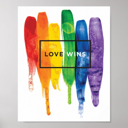 Waterverf LGBT Love Wins Rainbow Paint Typografi Poster (Voorkant)