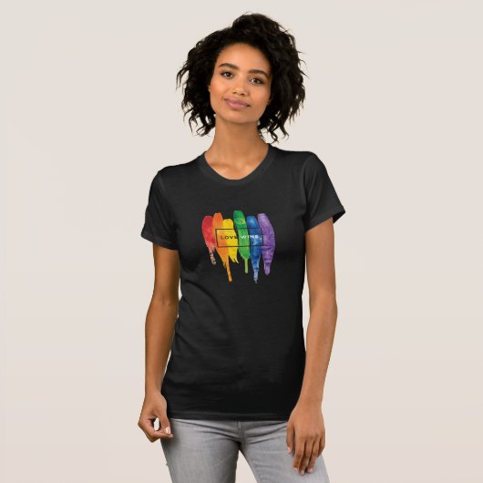 Waterverf LGBT Love Wins Rainbow Paint Typografi T-shirt (Voorkant volledig)