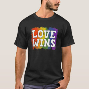Waterverf Lgbt Love Wins Rainbow Paint Typografi T-shirt