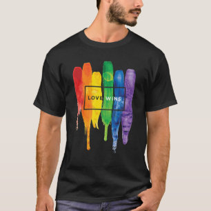 Waterverf LGBT Love Wins Rainbow Paint Typografi T-shirt