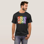 Waterverf Lgbt Love Wins Rainbow Paint Typografi T-shirt (Voorkant volledig)