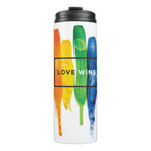 Waterverf LGBT Love Wins Rainbow Paint Typografi Thermosbeker