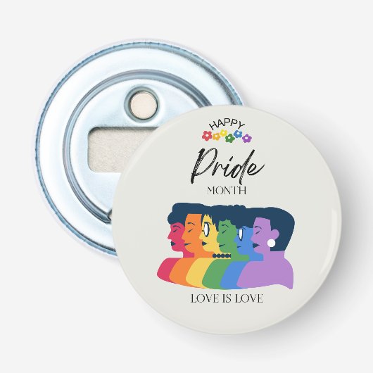Waterverf LGBTQ PRIDE Maand Feest Button Flesopener (Voorkant)