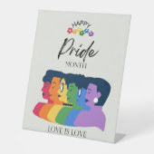 Waterverf LGBTQ PRIDE Maand Feest Reclamebord Met Voetstuk (Voorkant)