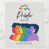 Waterverf LGBTQ PRIDE Maand Feest Wijn Etiket (Enkel label)