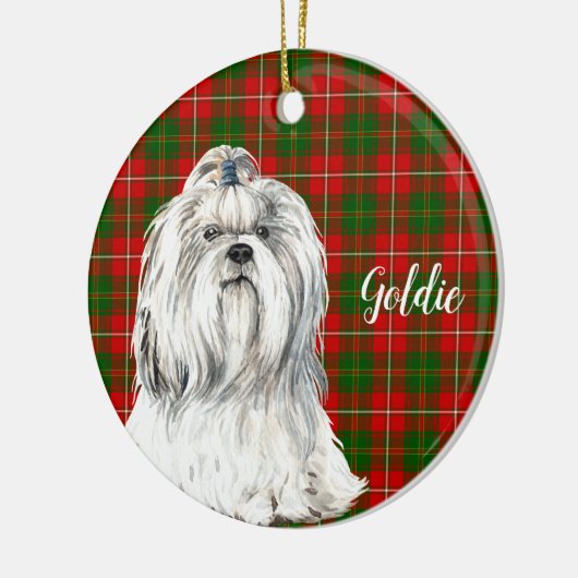 Waterverf Lhasa Apso Keramisch Ornament (Links)