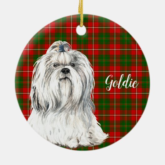 Waterverf Lhasa Apso Keramisch Ornament (Achterkant)
