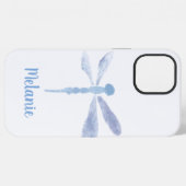 Waterverf Libel Blauw Paars Monogram iPhone Hoesje (Achterkant horizontaal)