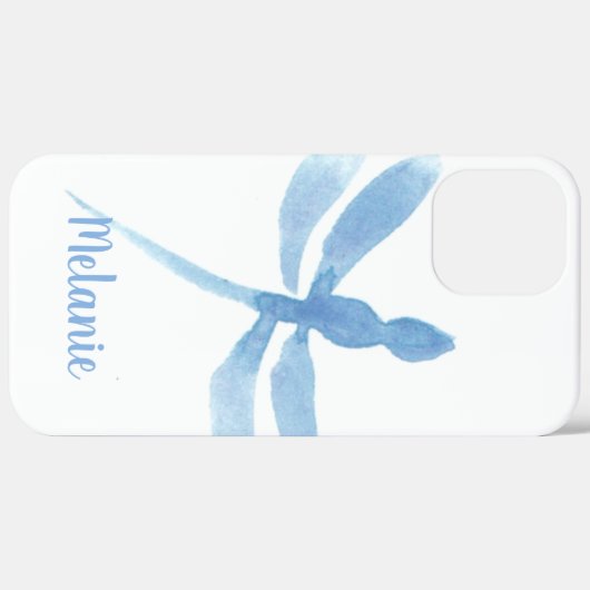 Waterverf Libel Blauwe Monogram Case-Mate iPhone Case (Achterkant (horizontaal))