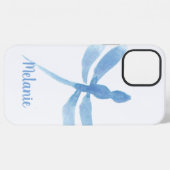 Waterverf Libel Blauwe Monogram iPhone Hoesje (Achterkant horizontaal)