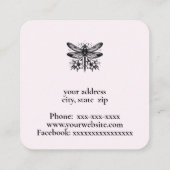 Waterverf libel en bloemetjes vierkante visitekaartje (Achterkant)