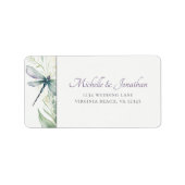 Waterverf libel en groen bruiloft adres etiket (Voorkant)
