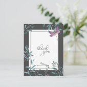 Waterverf libel en tuingroen dank u briefkaart (Staand voorkant)