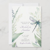 Waterverf libel | Groen in één bruiloft Kaart (Voorkant)