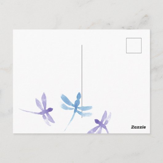 Waterverf Libel Paars Zwart Verjaardagsfeest Briefkaart (Achterkant)