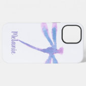 Waterverf Libel Paarse Monogram iPhone Hoesje (Achterkant horizontaal)