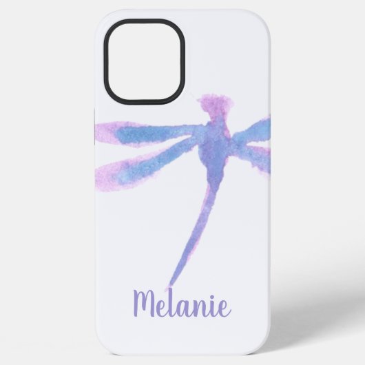 Waterverf Libel Paarse Monogram iPhone Hoesje (Achterkant)
