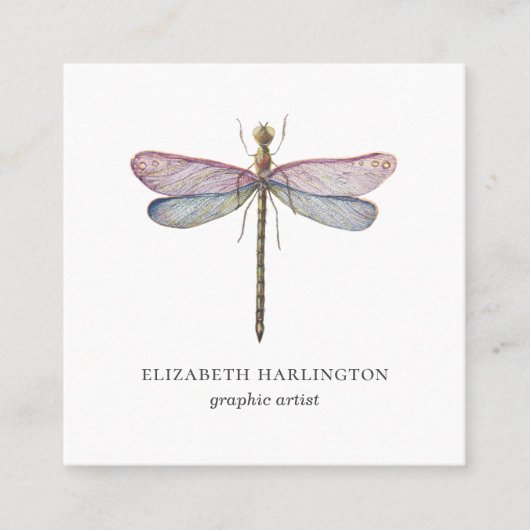 Waterverf libel. Professionele haarstylist Vierkante Visitekaartje (Voorkant)