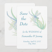 Waterverf Libelle Blauw Groen Bewaar de Datum Save The Date (Voorkant / Achterkant)