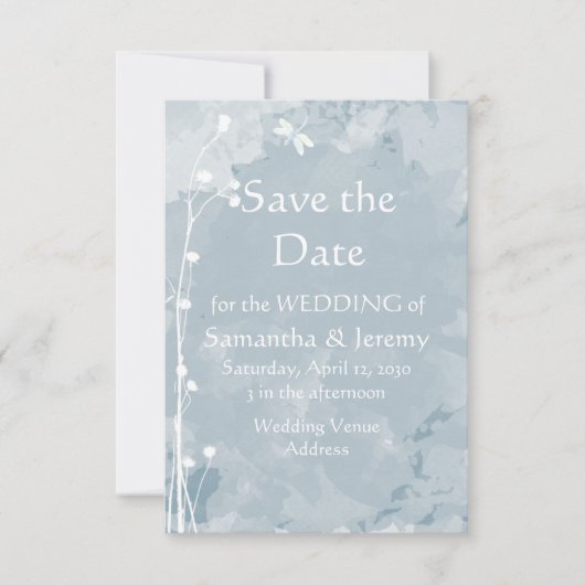 Waterverf Libelle Blauw Groen Save the Date (Voorkant)
