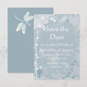 Waterverf Libelle Blauw Groen Save the Date (Voorkant / Achterkant)