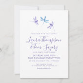 Waterverf Libelle Elegant Script Bruiloft Kaart (Voorkant)