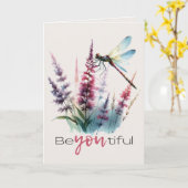 Waterverf Libelle Mooie Aanmoediging Kaart (Gele Bloem)