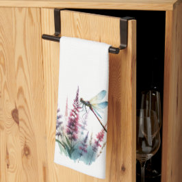 Waterverf Libelle Wilde Bloem Cottagecore Kunst Theedoek