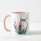 Waterverf Libelle Wilde Bloem Roze Esthetiek Mok (Links)