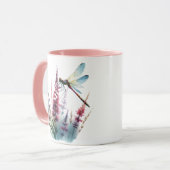 Waterverf Libelle Wilde Bloem Roze Esthetiek Mok (Voorkant links)