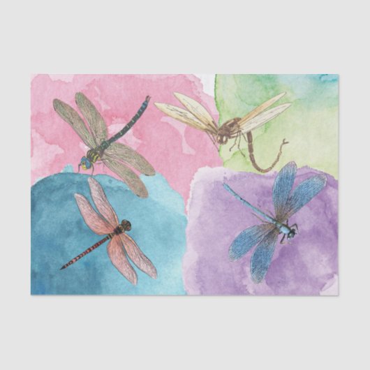 Waterverf Libellen Decoupage Tissuepapier (Voorkant)