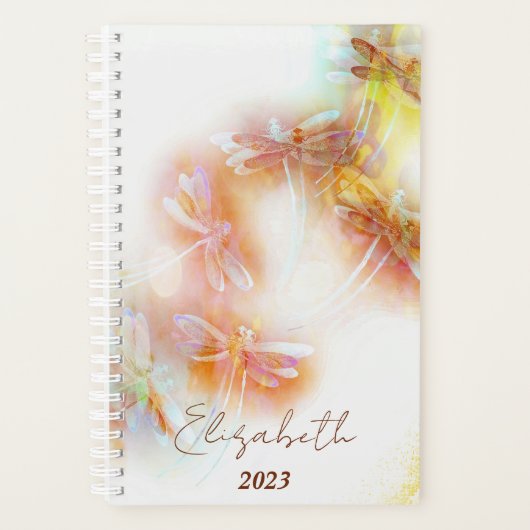 Waterverf libellen gepersonaliseerd, jaar op maat planner (Voorkant)
