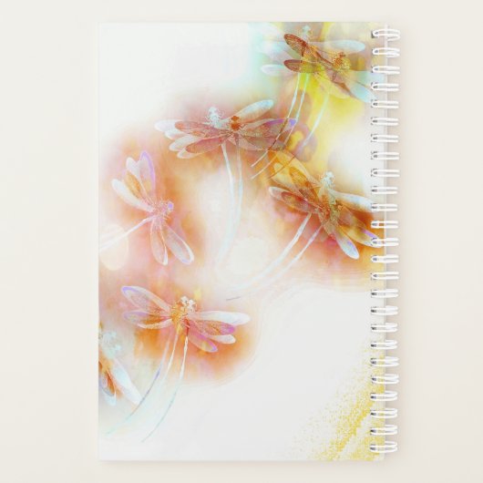 Waterverf libellen gepersonaliseerd, jaar op maat planner (Achterkant)