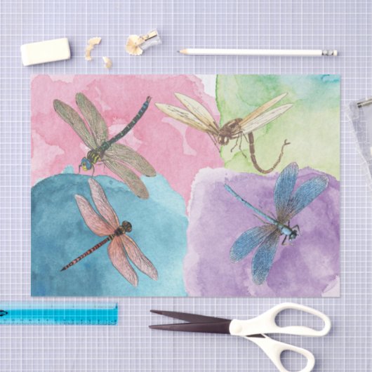 Waterverf libellen loskoppelen tissuepapier (Craft)