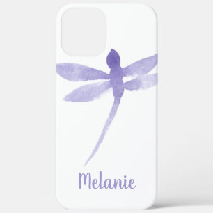 Waterverf Libellen Paarse Geborduurde Naam Case-Mate iPhone Case